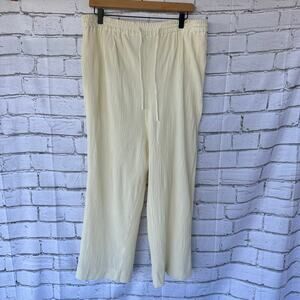 Vtg Leslie Fay Sportswear Beachy Flowy Crinkle Trouser Pants Off White Size 16